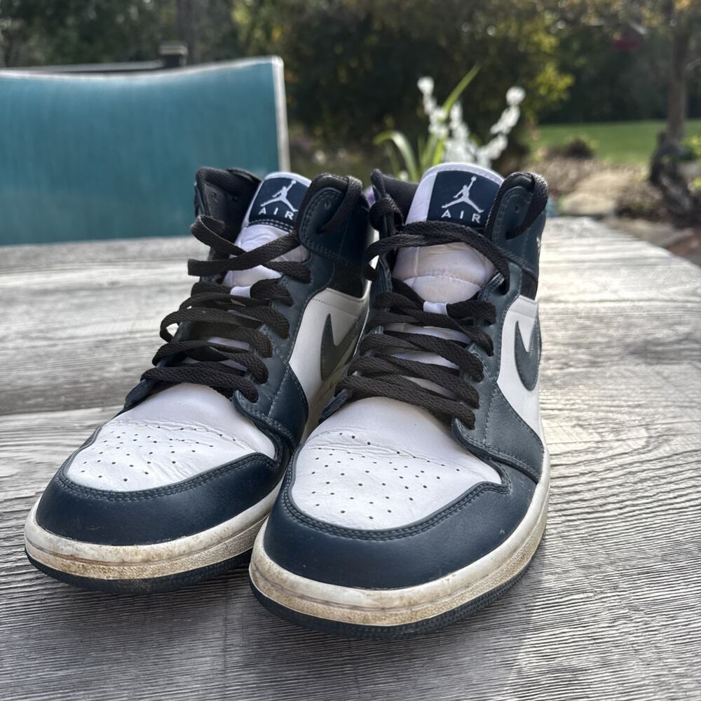Jordan Air Jordan 1 Mid Top Sneaker Armory Navy/Black/White Leather Men’s 9.5